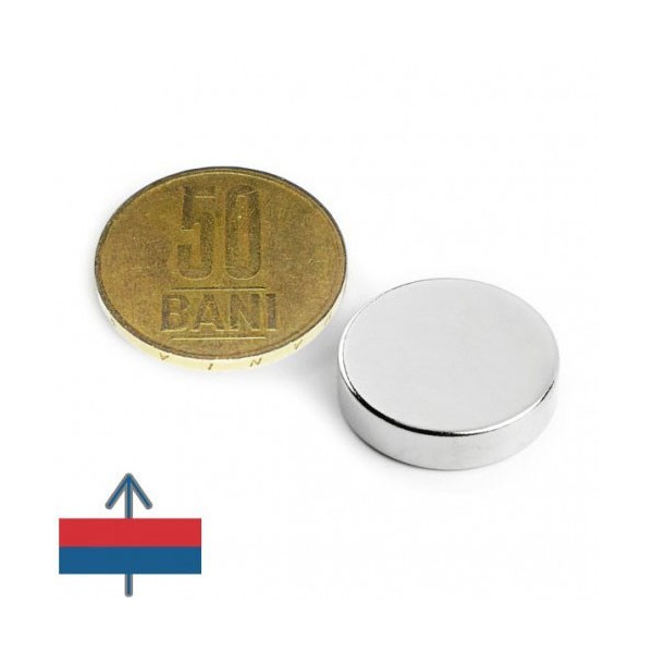 Magnet neodim disc 20 x 5 mm cu moneda de 50 bani