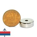 Неодимов магнит пръстен 20 x 4 x 7 мм с магнитизация, монета 50 бани, вертикален изглед
