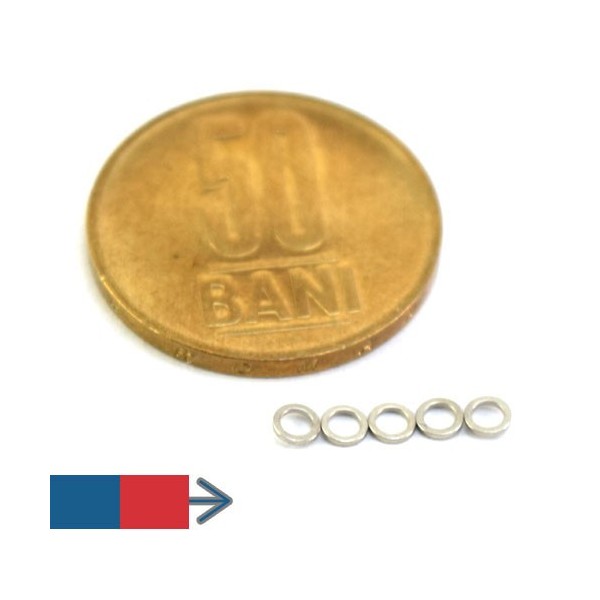 Неодимов магнит пръстен 3 x 2 x 5 мм 5