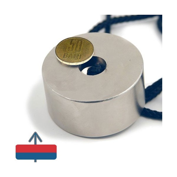 Неодимов магнит пръстен 60 x 6 x 30 мм с монета от 50 бани