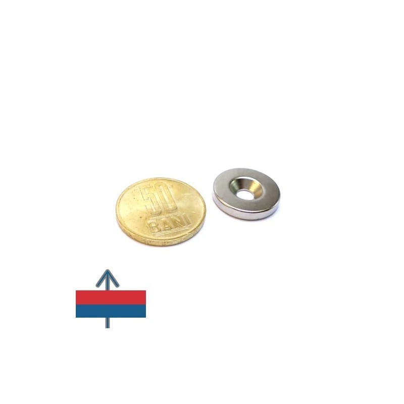Magnet neodim inel D 20 mm - oală fără carcasă cu 50 bani