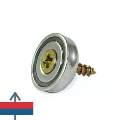 Magnet neodim oală D 16 mm cu gaură și șanfren cu șurub