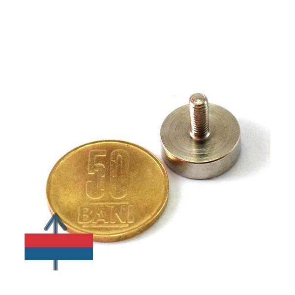 Неодимов магнит купичка D16 мм с външна резба 1