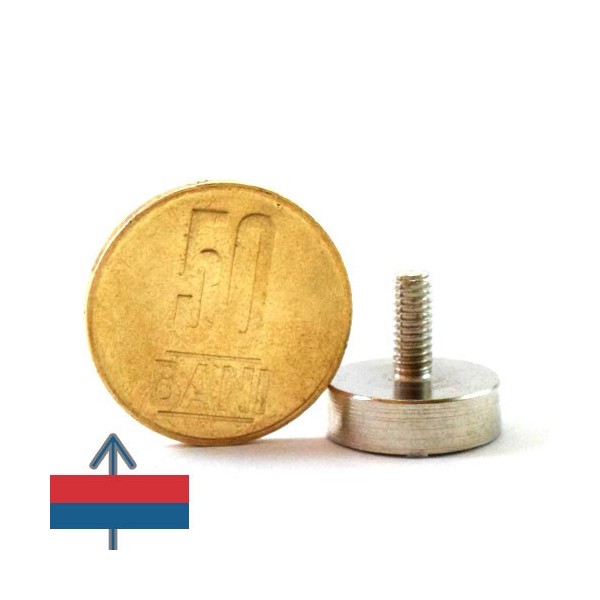 Неодимов магнит купичка D16 мм с външна резба 3