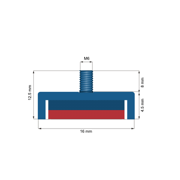 Magnet neodim oala D16 mm cu filet exterior C