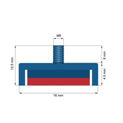 Magnet neodim oala D16 mm cu filet exterior C