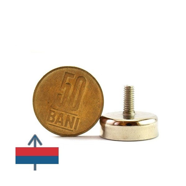 Magnet neodim oala D20 mm cu filet exterior 3