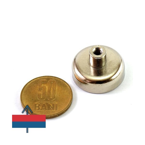 Неодимов магнит купичка D25 мм с резбарен врат 1