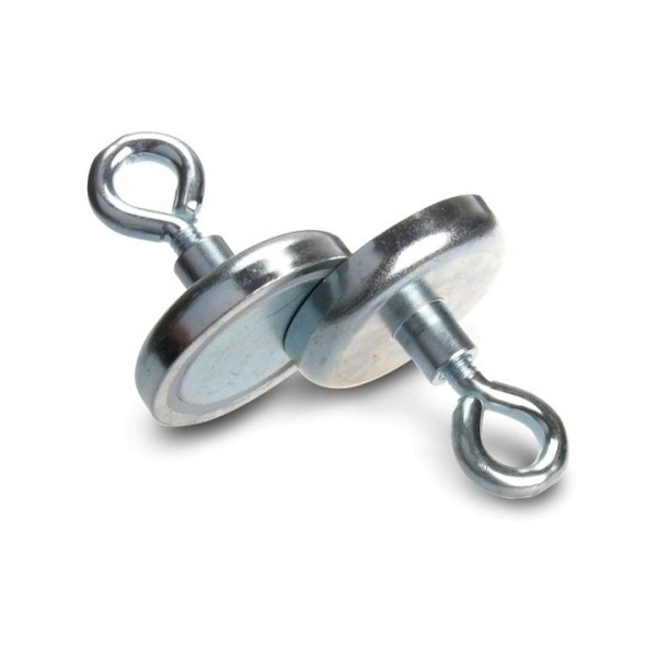 Magnet neodim oală D 42 mm cârlig inelar - două bucăți