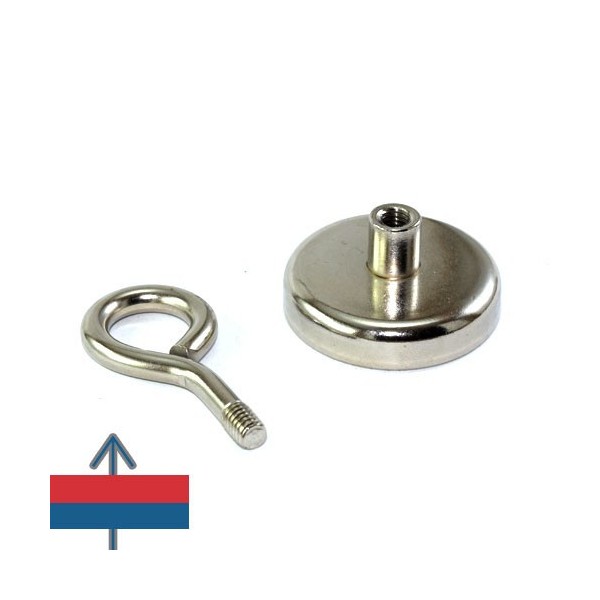 Magnet neodim oală D 42 mm cârlig inelar cu cârligul demontat