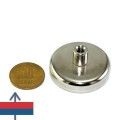 Неодимов магнит тенджера Ø42 мм с пръстеновиден кука, монета 50 стотинки и разглобена кука