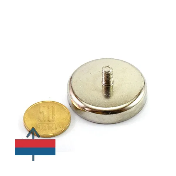Magnet neodim oala D42 mm cu filet exterior 1 Magnet neodim oala D42 mm cu filet exterior 1