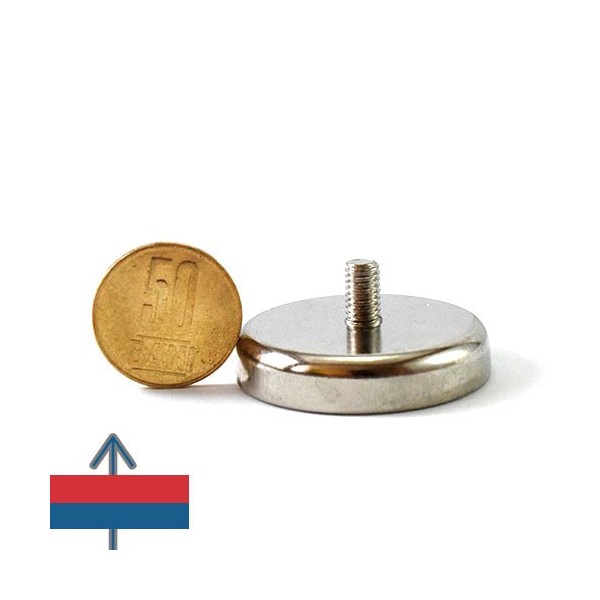 Неодимов магнит тенджера Ø42 мм с външна резба 3