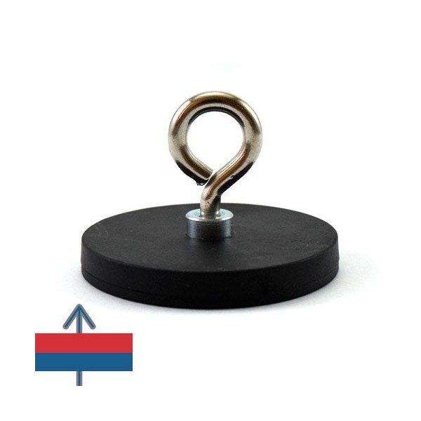 Magnet neodim oala D43 mm cauciucat cu carlig inelar 3