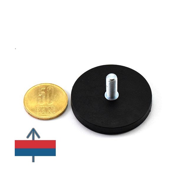 Magnet neodim oala D43 mm cauciucat cu filet exterior 1