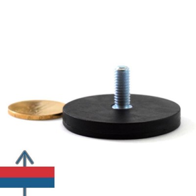 Magnet neodim oala D43 mm cauciucat cu filet exterior 2