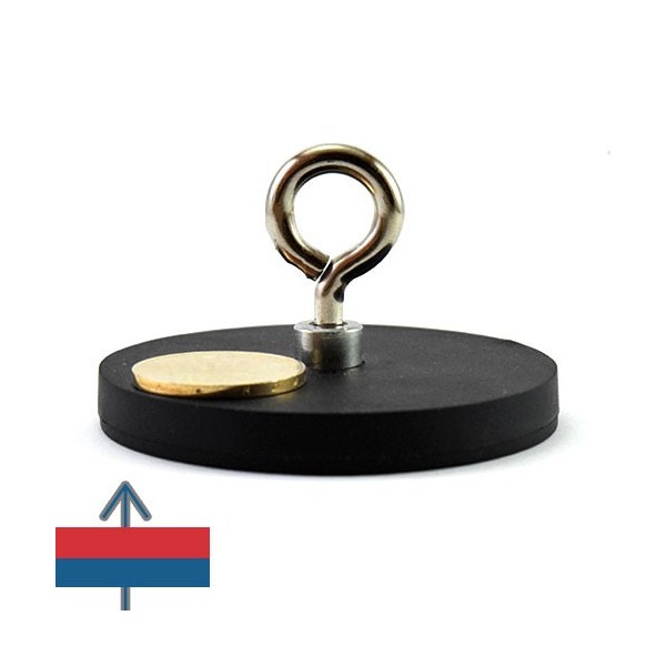 Magnet neodim oala D66 mm cauciucat cu carlig inelar 2