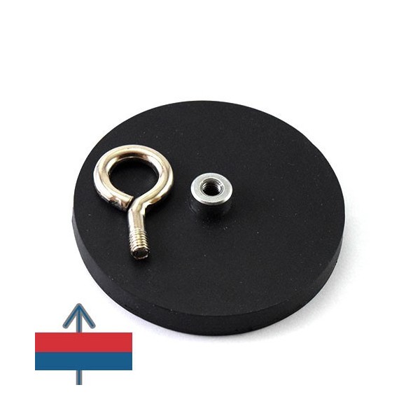 Неодимов магнит тенджера Ø66 мм с каучуково покритие и пръстеновиден кука 3
