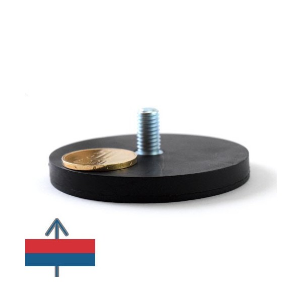 Неодимов магнит тенджера Ø66 мм с каучуково покритие и външна резба 2