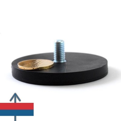 Magnet neodim oala D66 mm cauciucat cu filet exterior 2