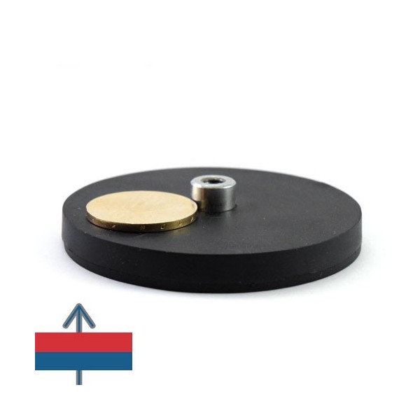 Magnet neodim oala D66 mm cauciucat gat filetat interior 2