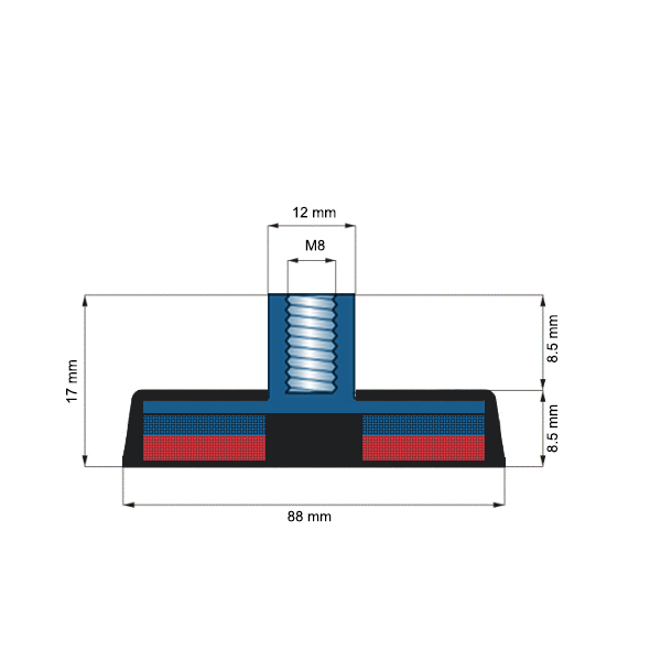 Magnet neodim oala D88mm cauciucat gat filetat C