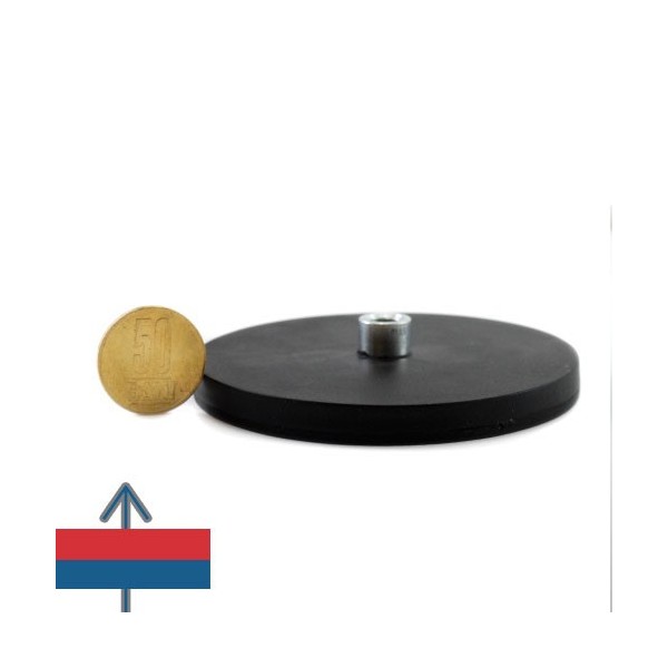 Magnet neodim oala D88 mm cauciucat gat filet interior 3