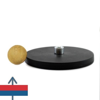 Magnet neodim oala D88 mm cauciucat gat filet interior 3