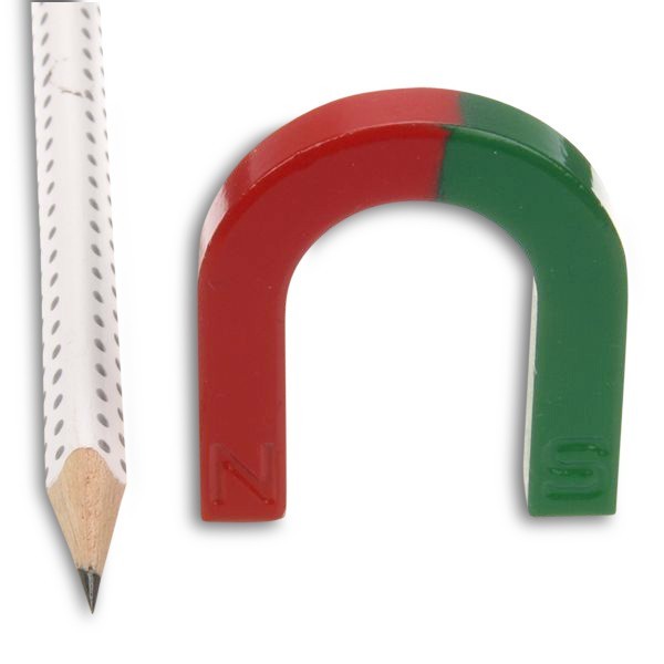 Феритна подкова 42 x 38 x 7 mm червена / зелена за експерименти – с молив