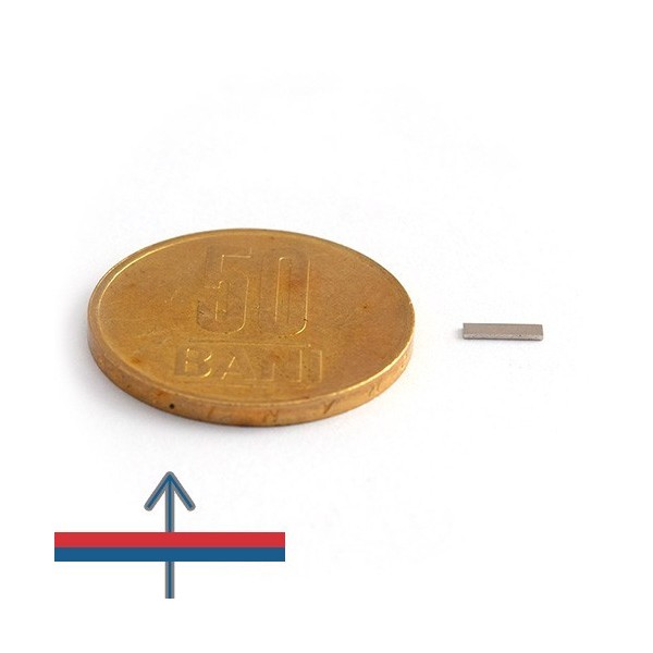 Неодимов магнит блок 5,85 x 1,5 x 0,45 мм - N48H с намагнитване