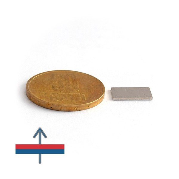 Неодимов магнит блок 12 x 7 x 0,8 мм - N38SH с намагнитване