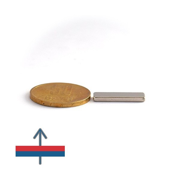 Неодимов магнит блок 20 x 4 x 0,5 мм - N35 с намагнитване