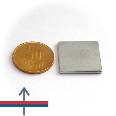 Magnet neodim bloc 24 x 24 x 2 mm - N38H cu magnetizare