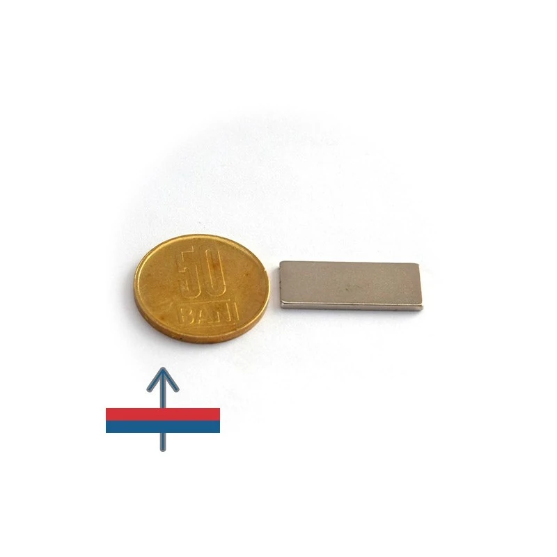 Magnet neodim bloc 25 x 10 x 1,5 mm - N42 cu magnetizare
