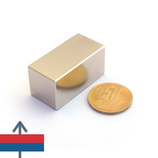 Magnet neodim bloc 40 x 20 x 20 mm - cu magnetizare