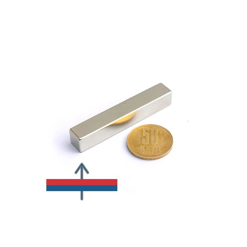 Magnet neodim bloc 60 x 10 x 10 mm - N45 cu magnetizare proportional