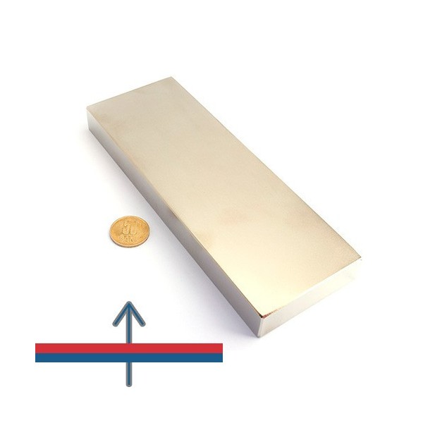 Неодимов магнит блок 200 x 70 x 20 мм - N45 с пропорционално намагнитване