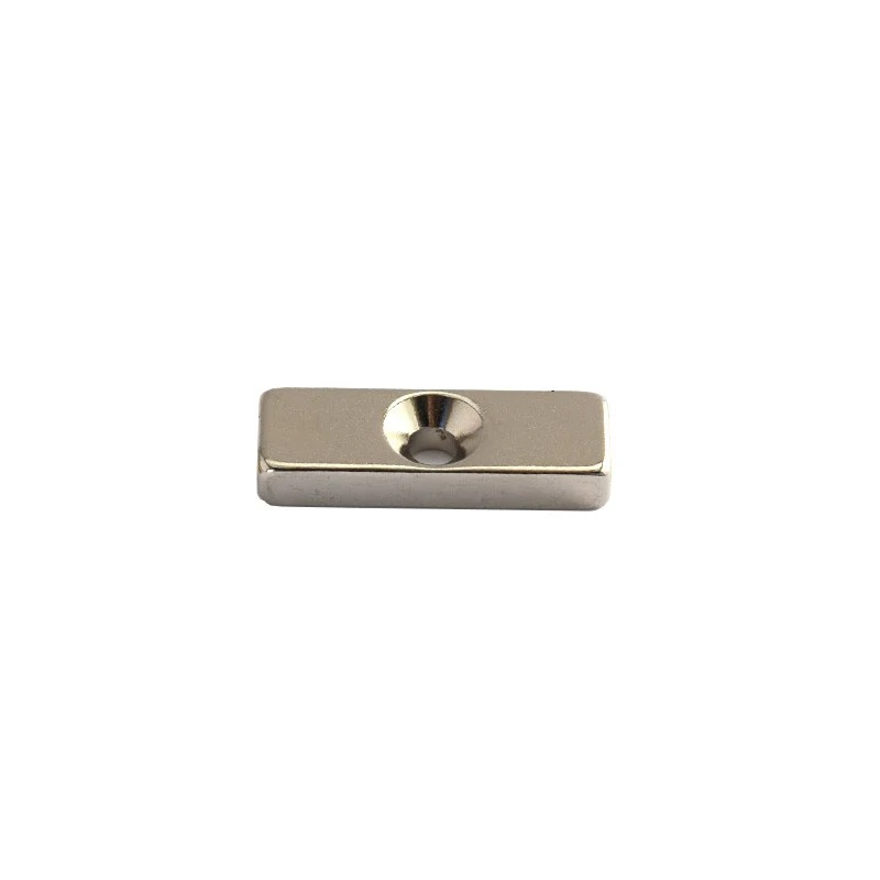 Magnet neodim bloc 30 x 10 x 5 mm cu gaura ingropata D4,2 D8,6 - N40
