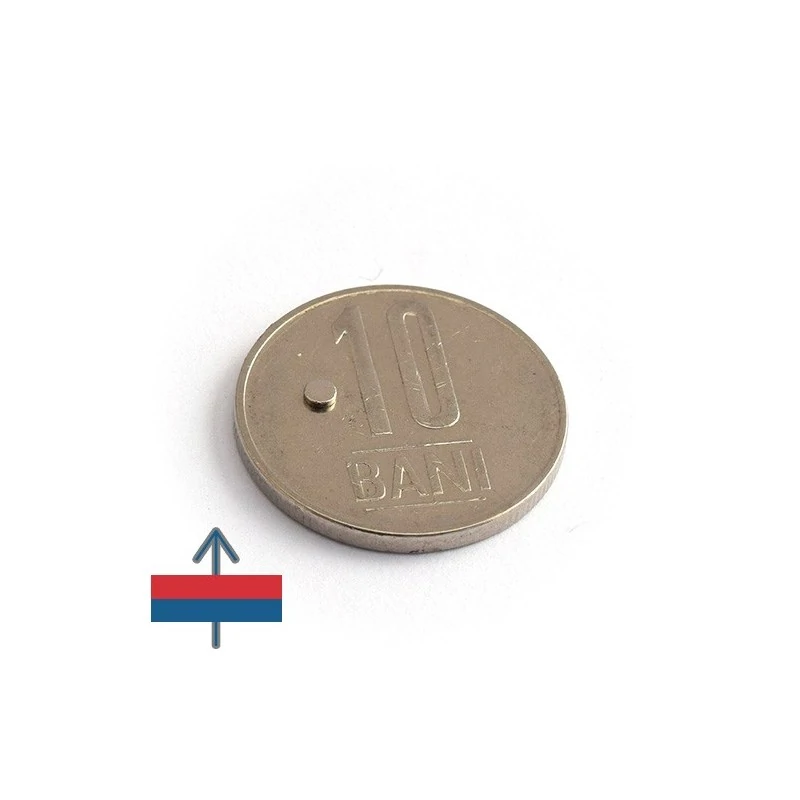 Magnet neodim disc 2 x 0,5 mm - N42 cu magnetizare