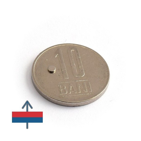 Неодимов магнит диск 2 x 0,5 мм - N42 с намагнитване