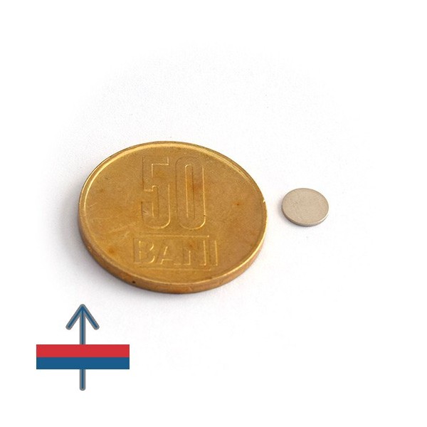 Неодимов магнит диск 6 x 0,5 мм - N35 с намагнитване