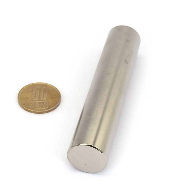 Magnet neodim cilindru 20 x 100 diametral cu moneda