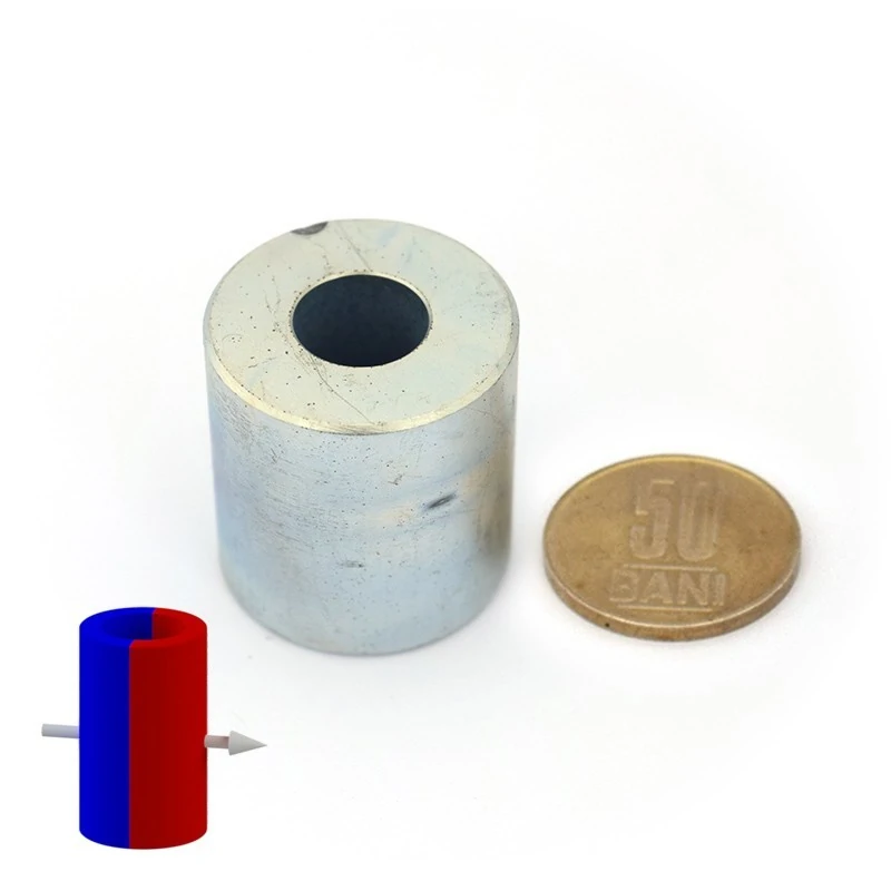 Magnet neodim inel 28 x 12 x 30 diametral - N35 cu magnetizare proportional