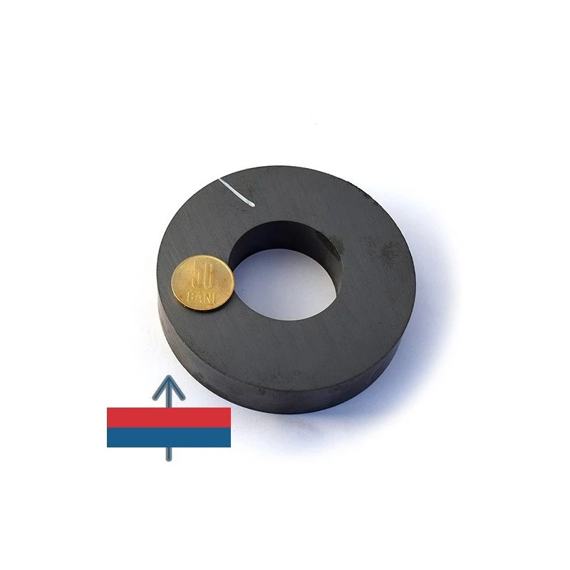 Magnet ferita inel 100 x 44,45 x 21.6 mm cu magnetizare