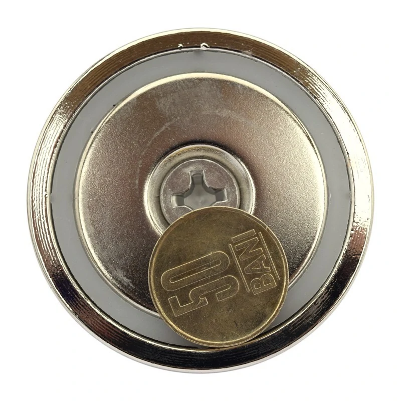Magnet neodim oala D 60 mm carlig inelar cu moneda