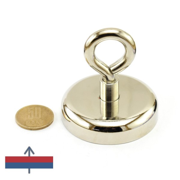 Magnet neodim oală D 60 mm cârlig inelar