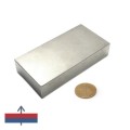 Неодимов магнит блок 100 x 50 x 20 мм с намагнитване и монета 50 стотинки