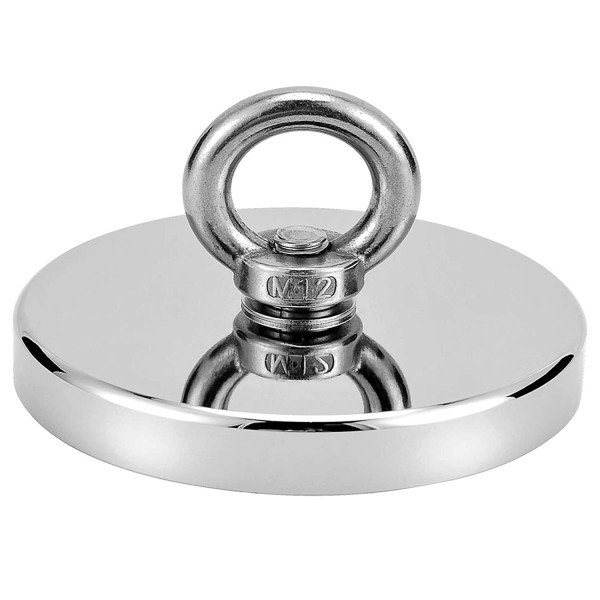 Неодимов магнит тенджера Ø136 мм с пръстеновидна кука - магнитен риболов