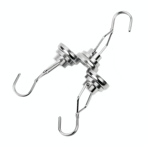 Magnet neodim oală D 25 mm cu cârlig / cuier rotativ 3 buc