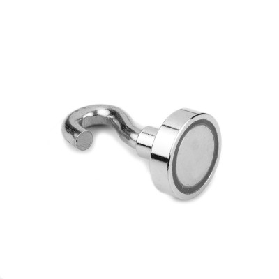 Magnet neodim oală D 16 mm filet interior și cârlig culcat